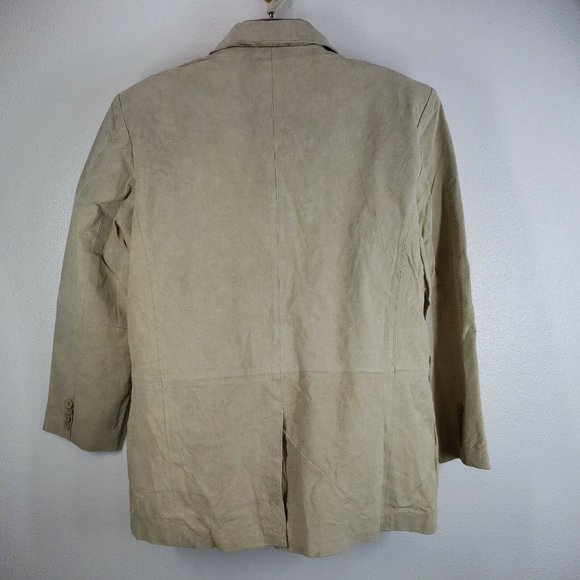Haband Lions Den Leather Jacket‎ Mens Large Beige Lined Blazer Sport coat - Picture 9 of 10